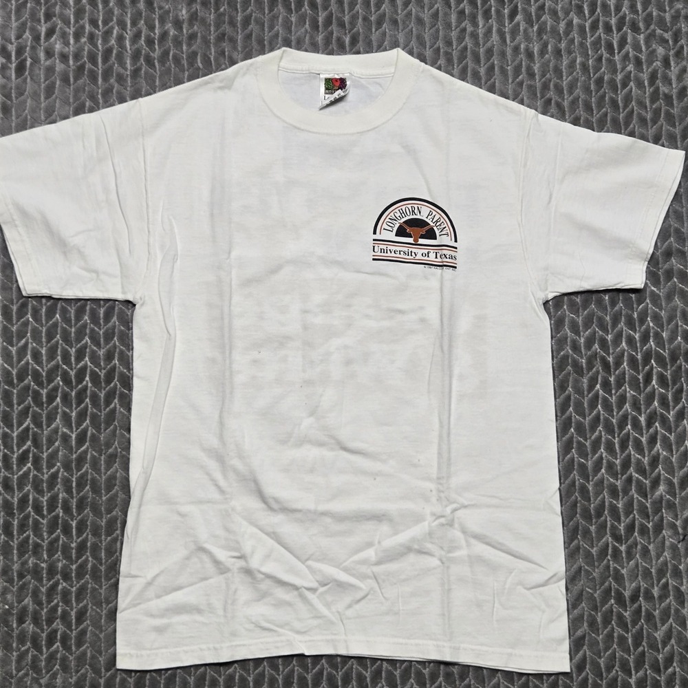 Vintage 1997 University of Texas Longhorns Parent T-Shirt White Medium UT Austin